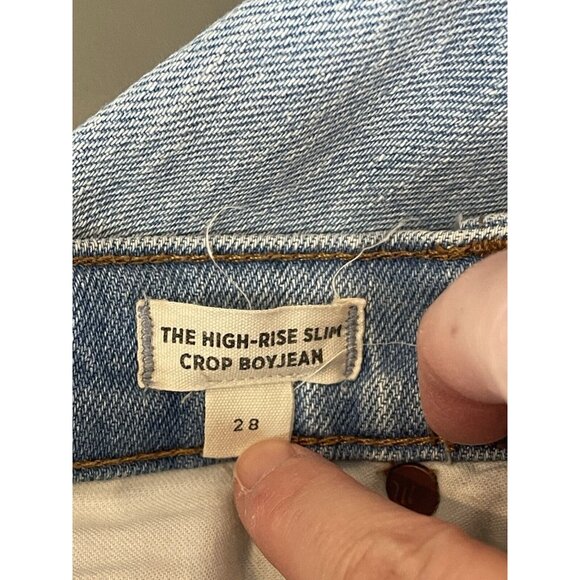 Madewell Jeans Size 28 High Rise Slim Crop BoyJean in Dumas Wash Ripped Edition - Picture 10 of 13